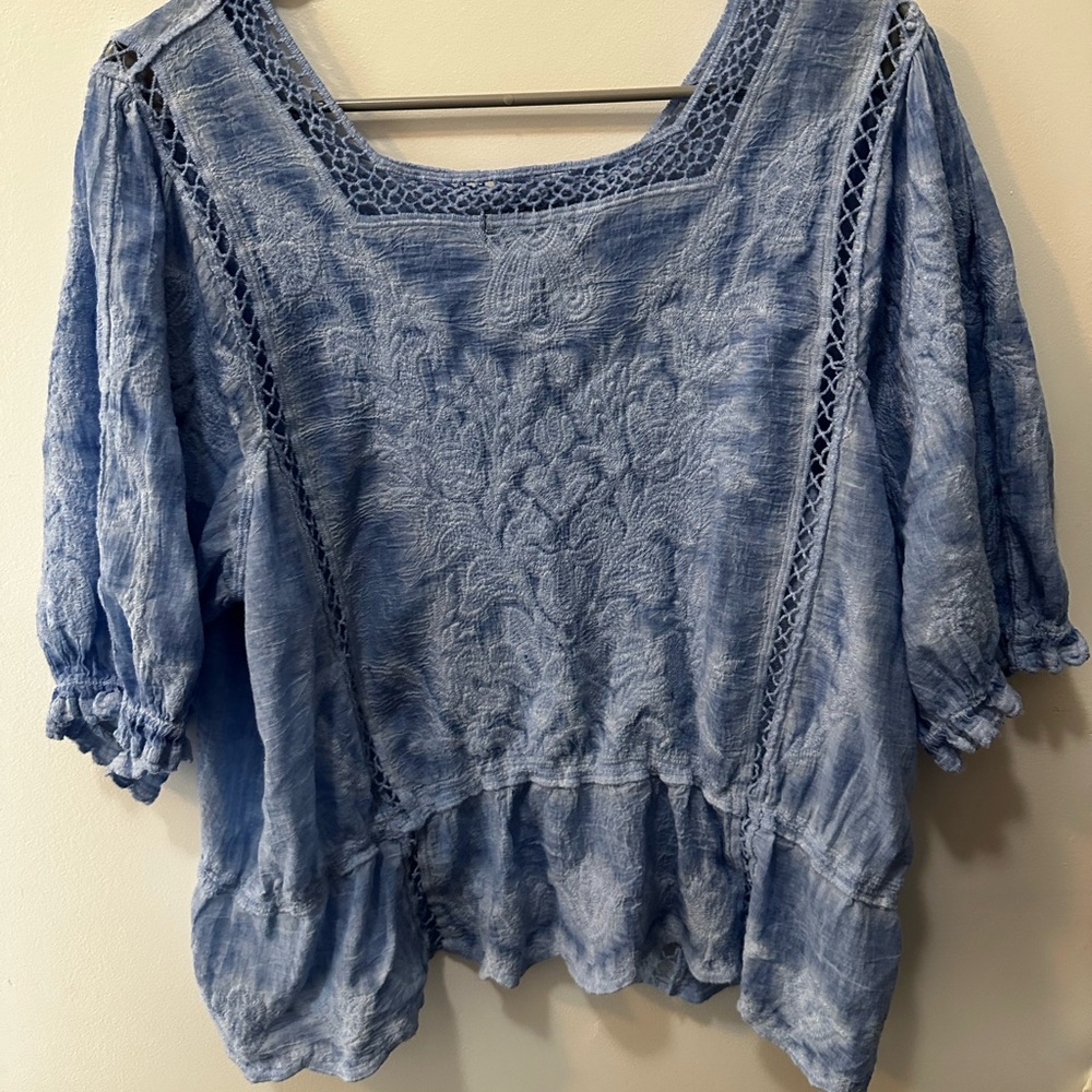 Democracy Sky Blue Lace Blouse